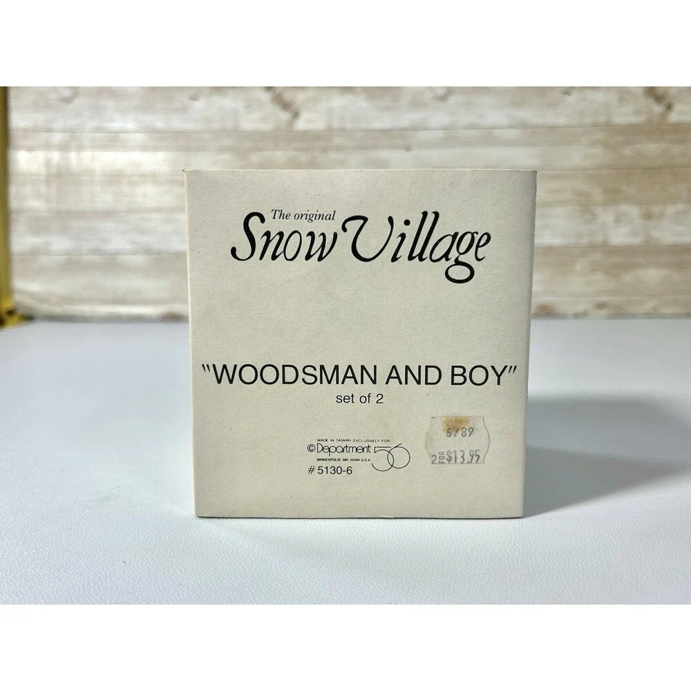 WOODSMAN AND BOY Set of 2 Snow Village Figures #5130-6 Department 56